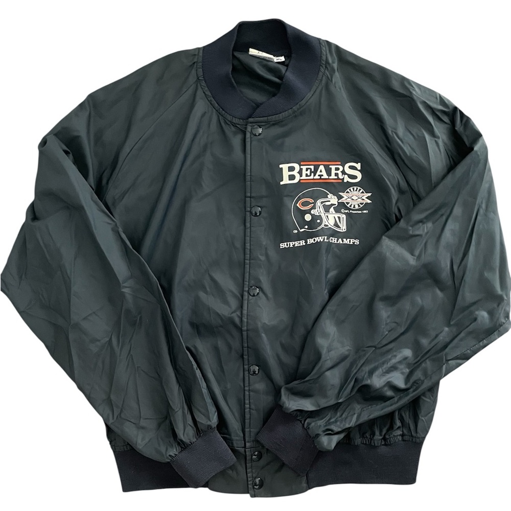 Vintage 80s Chalk line Chicago Bears Super Bowl championship bomber jacket